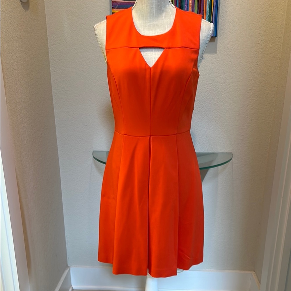 Trina Turk Orange Red Pleated Mini Dress